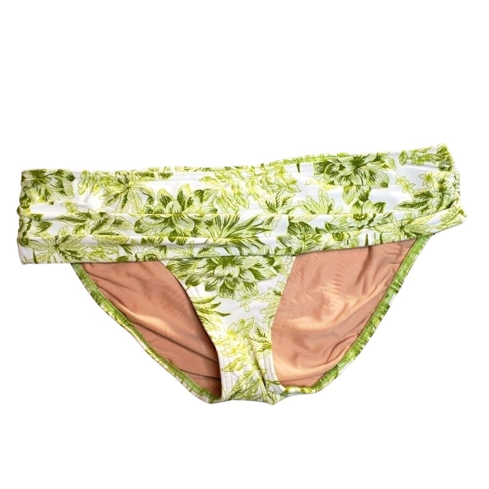 Lands' End Floral Green and White Bikini Bottom Size 10
